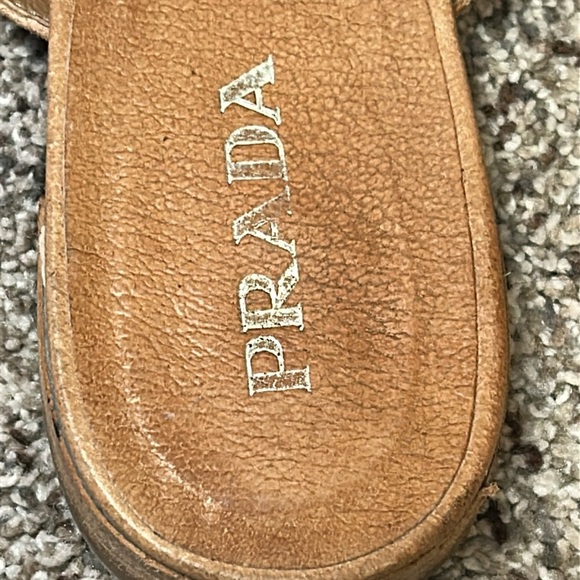 Prada Women's Leather Tan and Brown Beaded Sandals size EU 38 US 8 - Picture 3 of 16